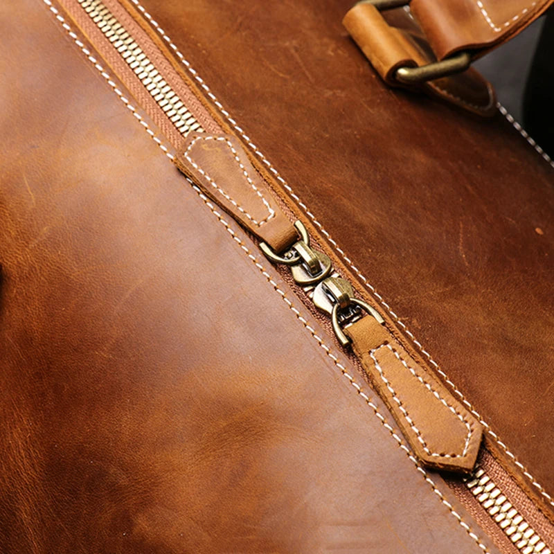 Crazy Horse Leather Duffel detail