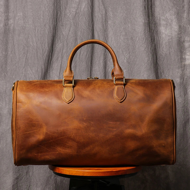 Crazy Horse Leather Duffel detail