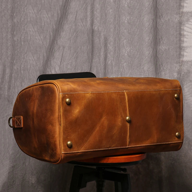 Crazy Horse Leather Duffel detail